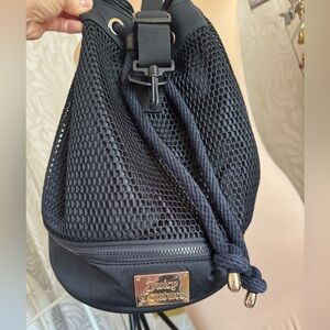 Juicy Couture Black Mesh Round  Drawstring Backpack Final Price